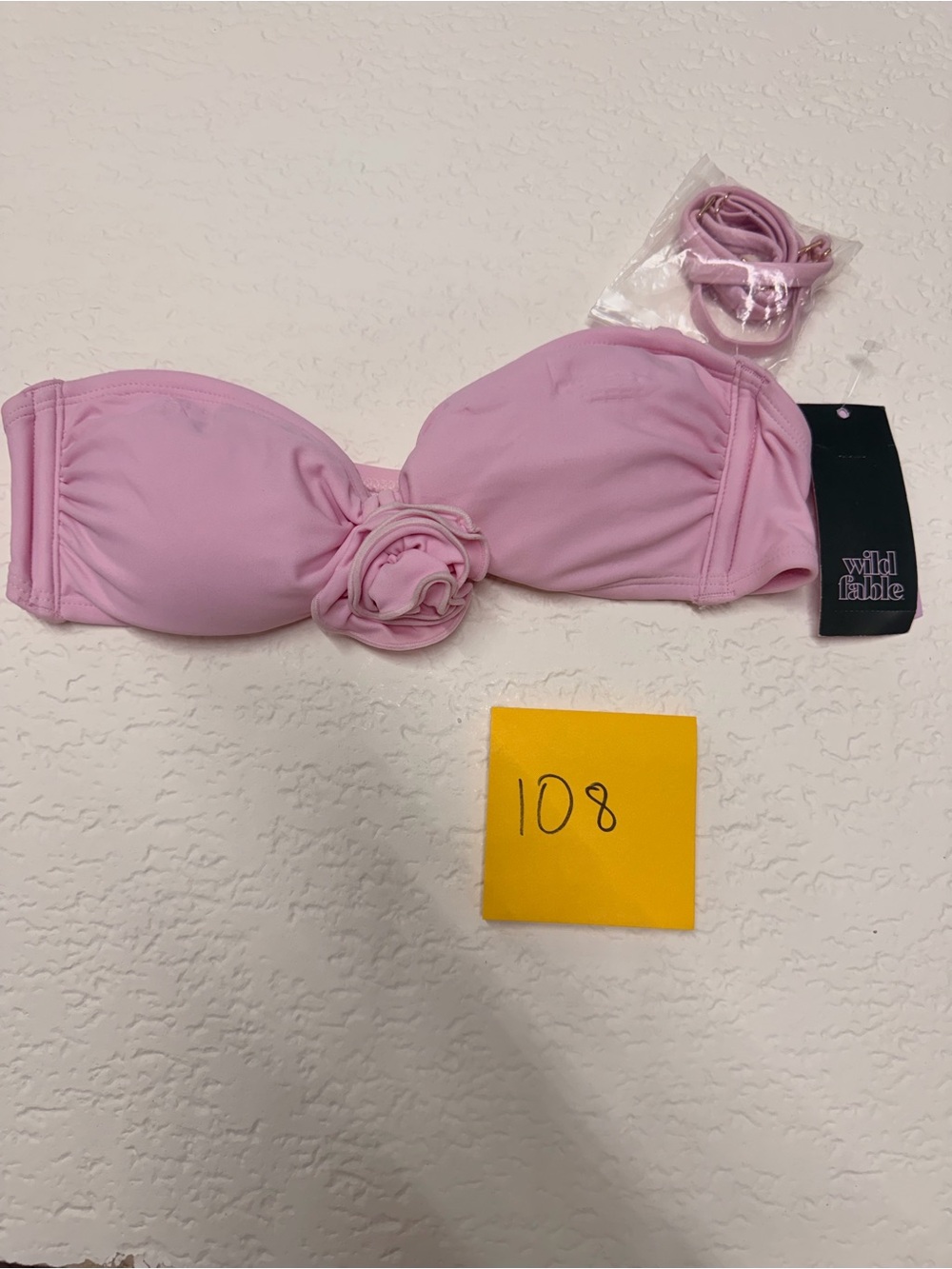 wild fable Light Pink Strapless Bandeau with Rosette